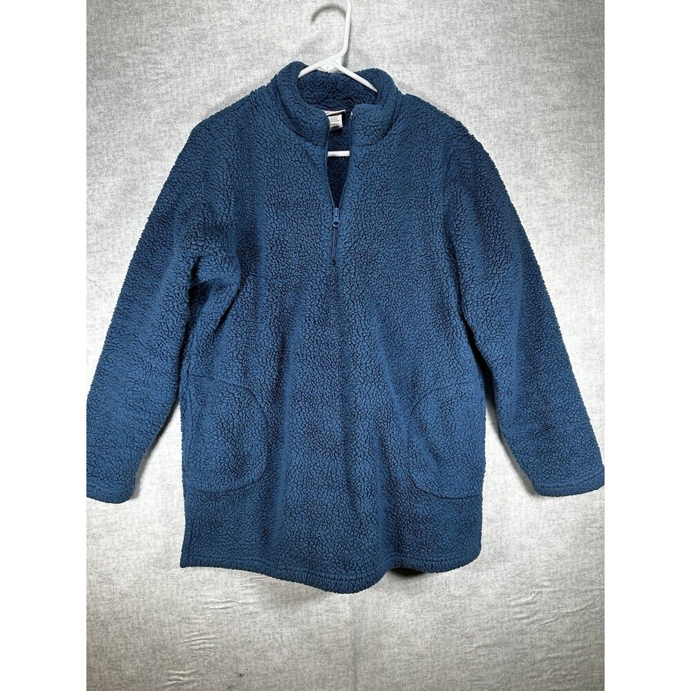 American Sweetheart Blue 1/4 Zip Fleece Womens Sweatshirt Size L Sweater pockets